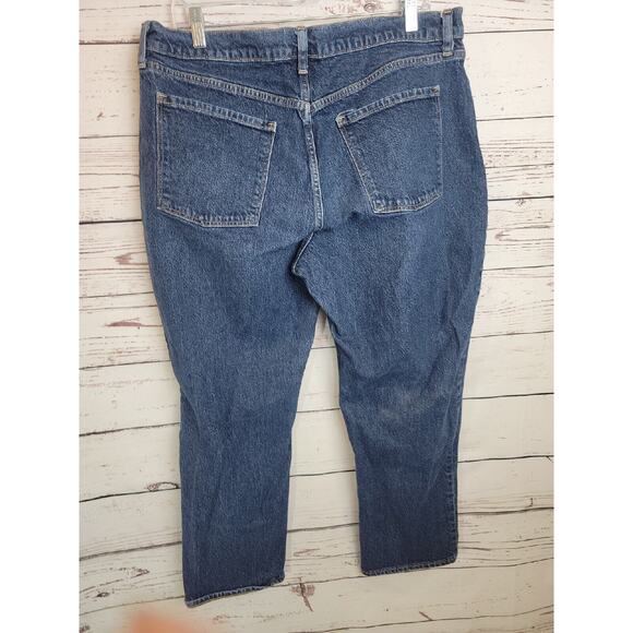 Old Navy Blue Denim Slouchy Straight Secret Slim High Rise Jeans Womens Size 14P - Picture 2 of 6